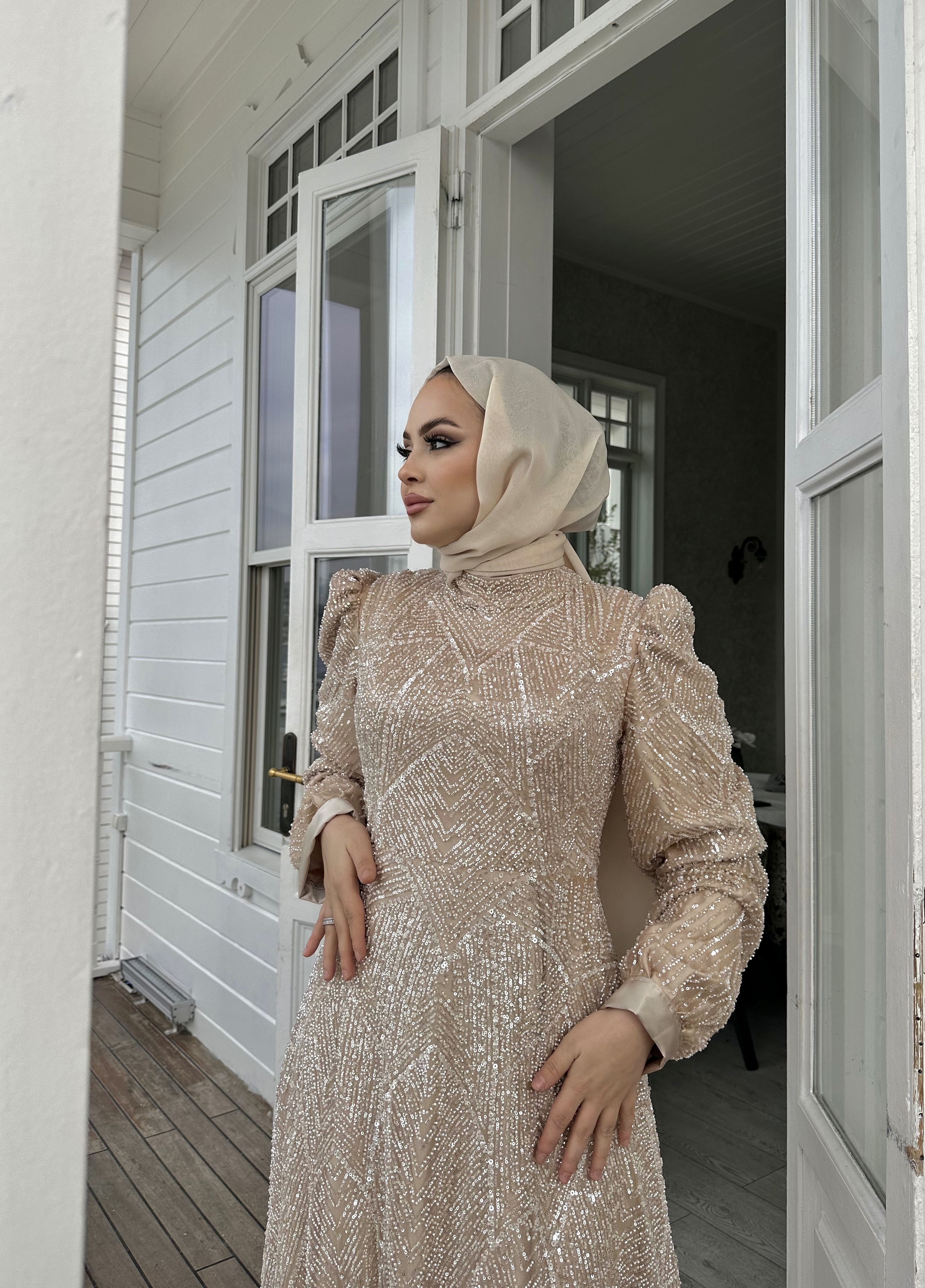 Pudra Taşlı Abiye